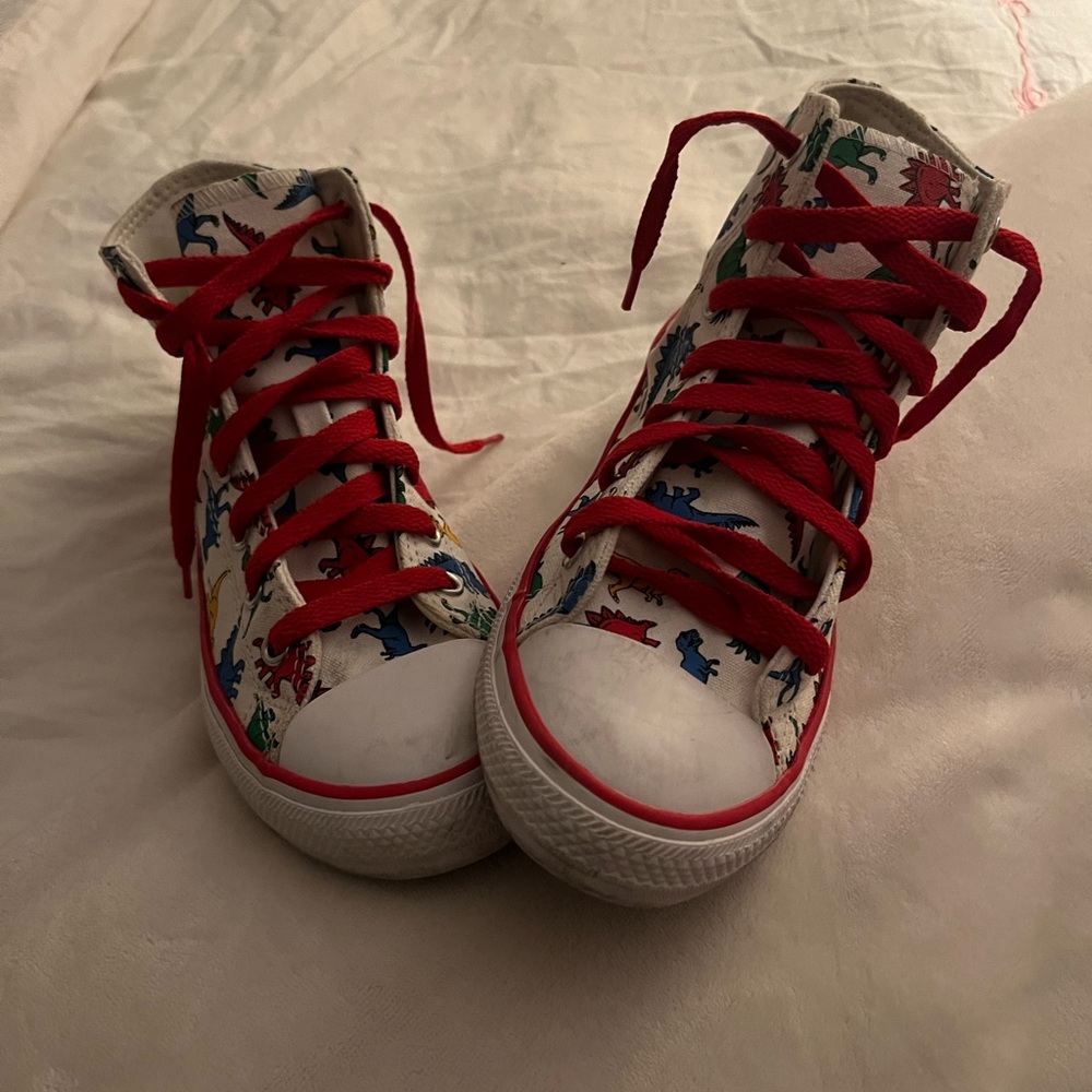 Kids Dinosaur Print High-Top Sneakers